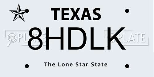 8HDLK Texas License Plate
