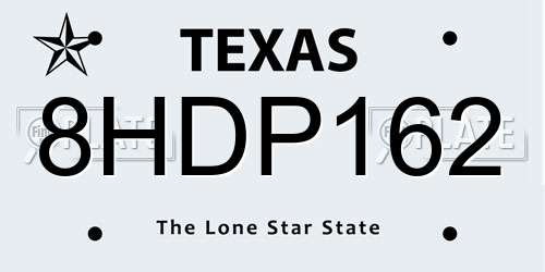 8HDP162 Texas License Plate