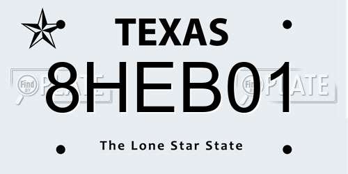 8HEB01 Texas License Plate
