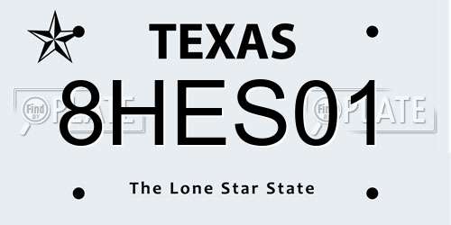 8HES01 Texas License Plate