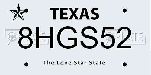 8HGS52 Texas License Plate