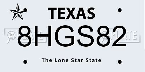 8HGS82 Texas License Plate