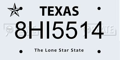 8HI5514 Texas License Plate