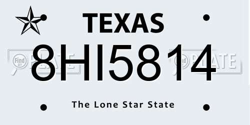 8HI5814 Texas License Plate