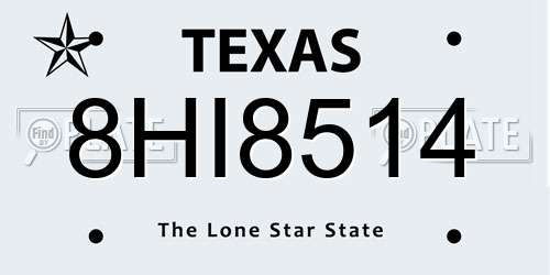 8HI8514 Texas License Plate