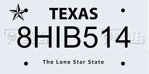 8HIB514 Texas License Plate