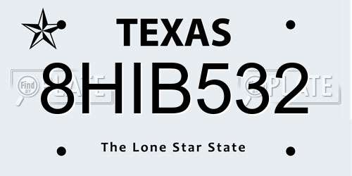 8HIB532 Texas License Plate
