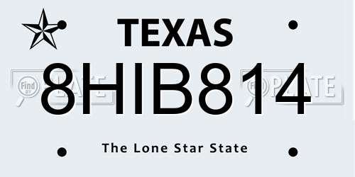 8HIB814 Texas License Plate