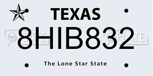 8HIB832 Texas License Plate