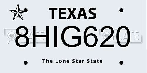 8HIG620 Texas License Plate