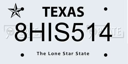 8HIS514 Texas License Plate