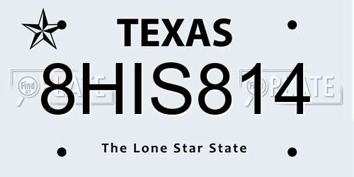 8HIS814 Texas License Plate