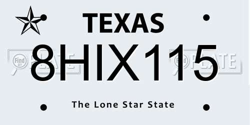 8HIX115 Texas License Plate