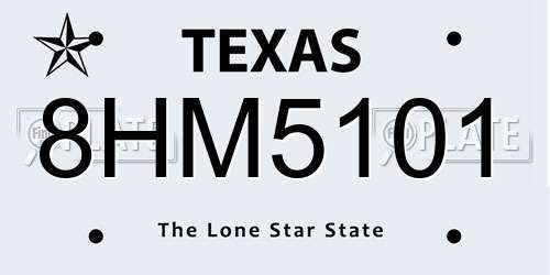 8HM5101 Texas License Plate