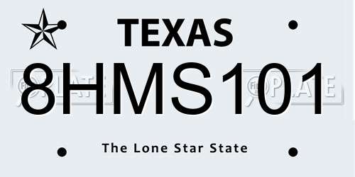 8HMS101 Texas License Plate