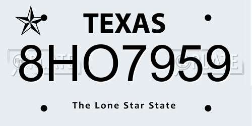 8HO7959 Texas License Plate