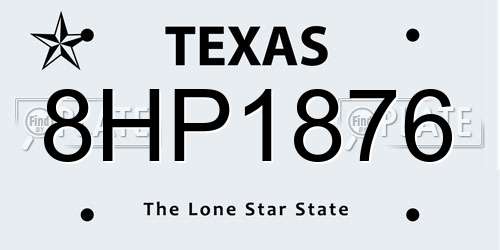 8HP1876 Texas License Plate