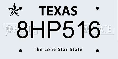 8HP516 Texas License Plate