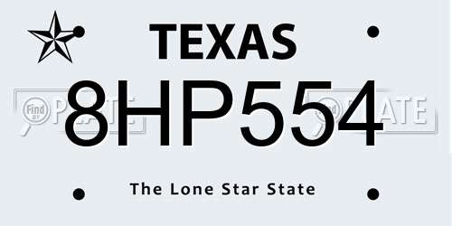 8HP554 Texas License Plate