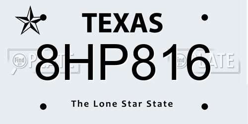 8HP816 Texas License Plate