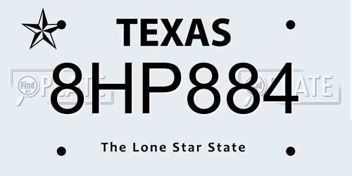 8HP884 Texas License Plate