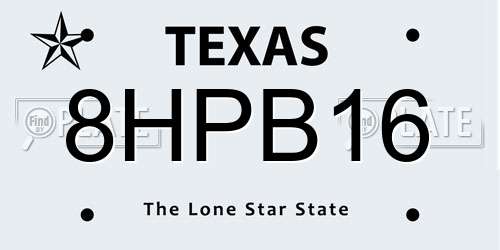 8HPB16 Texas License Plate
