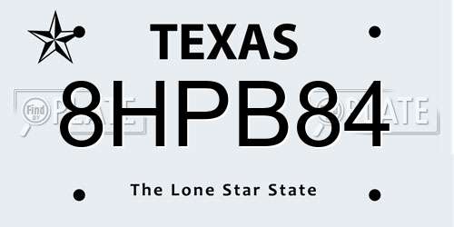 8HPB84 Texas License Plate
