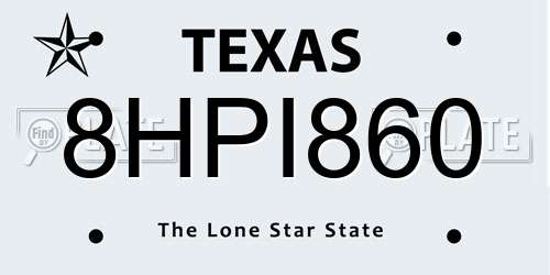 8HPI860 Texas License Plate