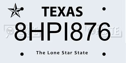 8HPI876 Texas License Plate
