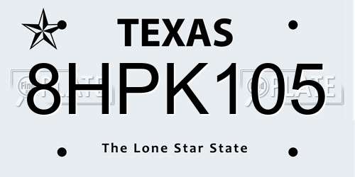 8HPK105 Texas License Plate