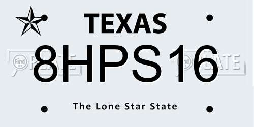 8HPS16 Texas License Plate