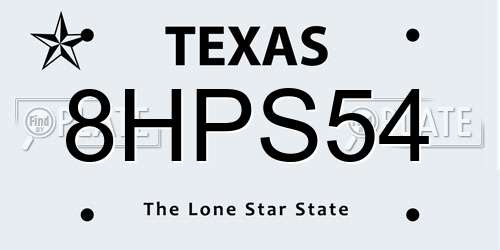 8HPS54 Texas License Plate