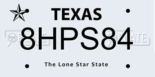8HPS84 Texas License Plate