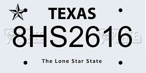 8HS2616 Texas License Plate