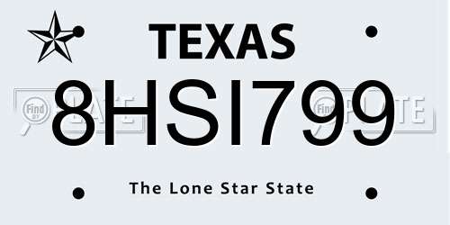 8HSI799 Texas License Plate