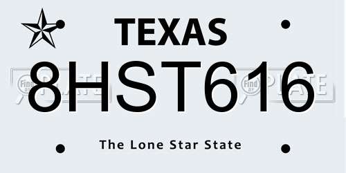 8HST616 Texas License Plate