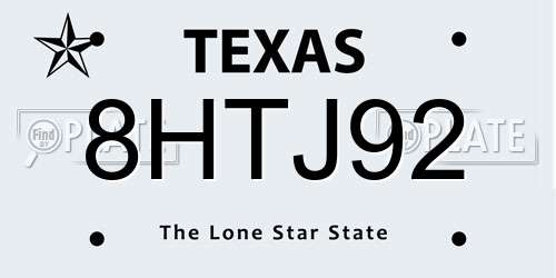 8HTJ92 Texas License Plate