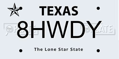 8HWDY Texas License Plate
