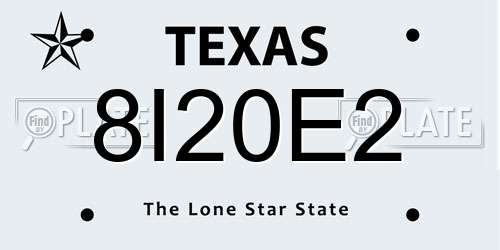 8I20E2 Texas License Plate