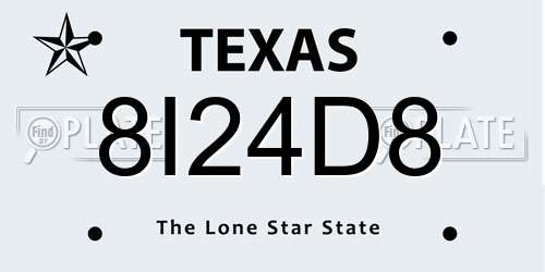 8I24D8 Texas License Plate