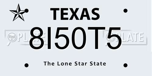8I50T5 Texas License Plate