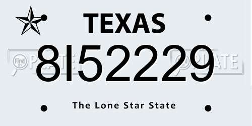 8I52229 Texas License Plate