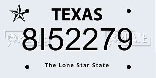 8I52279 Texas License Plate