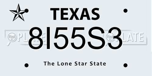 8I55S3 Texas License Plate