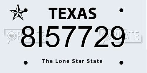 8I57729 Texas License Plate
