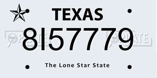 8I57779 Texas License Plate