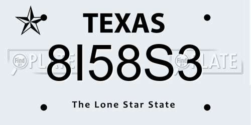 8I58S3 Texas License Plate