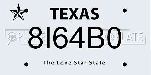 8I64B0 Texas License Plate