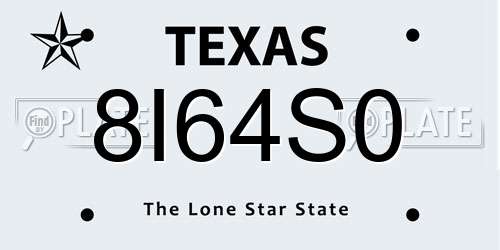 8I64S0 Texas License Plate