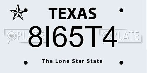 8I65T4 Texas License Plate